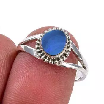 Natural Australian Opal Gemstone 925 Solid Sterling Silver Ring Size 7.5 B1S48