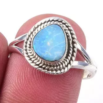 Natural Australian Opal Gemstone 925 Solid Sterling Silver Jewelry Ring S.8 q7d59