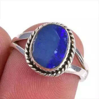 Natural Australian Opal Gemstone 925 Solid Sterling Silver Jewelry Ring S.6 A8S92