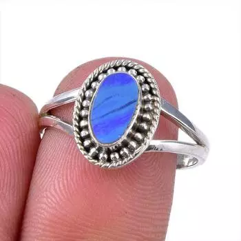 Natural Australian Opal Gemstone 925 Solid Sterling Silver Ring Size 7.5 u7A92