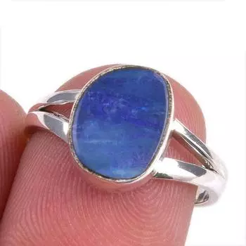 Natural Australian Opal Gemstone 925 Solid Sterling Silver Jewelry Ring S.7 p3l54