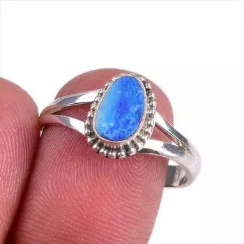 Natural Australian Opal Gemstone Handmade 925 Solid Silver Gift Ring S.8.5 I4E78