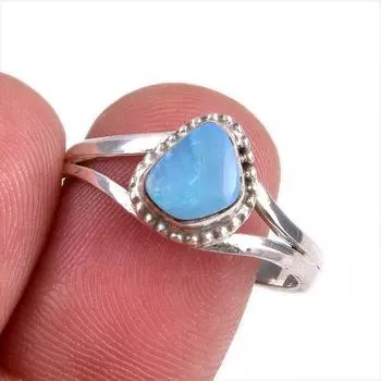 Natural Australian Opal Gemstone Handmade 925 Solid Silver Gift Ring S.9.5 L6s65