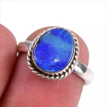Natural Australian Opal Gemstone Handmade 925 Solid Silver Gift Ring S.5.5 Q8e89