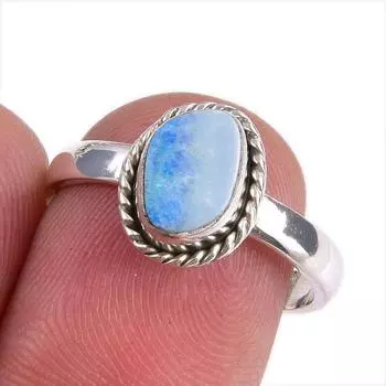 Natural Australian Opal Gemstone Handmade 925 Solid Silver Gift Ring S.7.5 S1u42