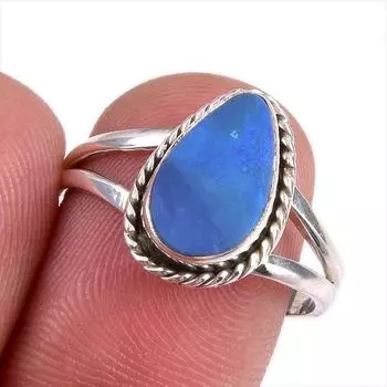 Natural Australian Opal Gemstone Handmade 925 Solid Silver Gift Ring S.7.5 V4V81