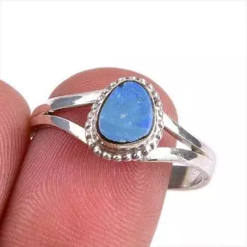 Natural Australian Opal Gemstone Handmade 925 Solid Silver Gift Ring S.9.5 G4B52