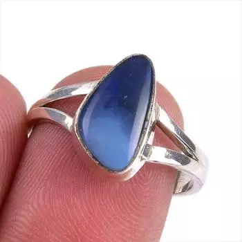 Natural Australian Opal Gemstone Handmade 925 Solid Silver Gift Ring S.7.5 f5r91
