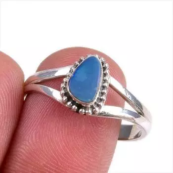 Natural Australian Opal Gemstone Handmade 925 Solid Silver Gift Ring S.9.5 b9M99