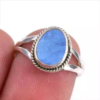 Natural Australian Opal Gemstone Handmade 925 Solid Silver Gift Ring S.5.5 J2b99