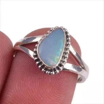 Natural Australian Opal Gemstone Handmade 925 Solid Silver Gift Ring S.6.5 g6o06
