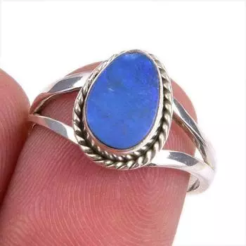 Natural Australian Opal Gemstone Handmade 925 Solid Silver Gift Ring S.6.5 j9o78