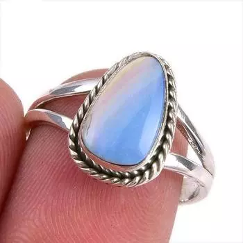 Natural Australian Opal Gemstone Handmade 925 Solid Silver Gift Ring S.7.5 h2Z16