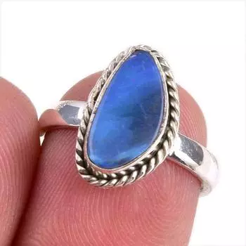 Natural Australian Opal Gemstone Handmade 925 Solid Silver Gift Ring S.5.5 Q4g21