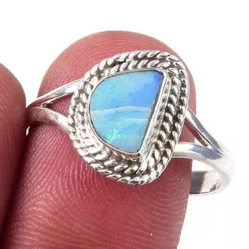 Natural Australian Opal Gemstone Handmade 925 Sterling Silver Ring Size 9.5 K2G66