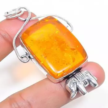 Natural Baltic Amber Gemstone 925 Sterling Silver Jewelry Pendant 2.76 M4m97