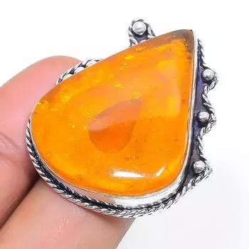 Natural Baltic Amber Gemstone 925 Sterling Silver Jewelry Ring Size 7.5 W2A77