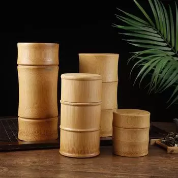 Natural Bamboo Food Storage Box Tea Nut Spice Storage Box Seasonning Tea Canister Eco-friendly Organizer Jar Kitchen Containers