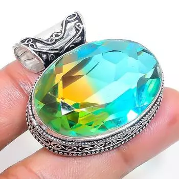 Natural Bi-Color Tourmaline 925 Sterling Silver Jewelry Pendant 1.38 V4J32