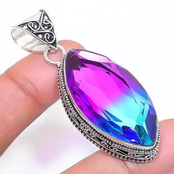 Natural Bi-Color Tourmaline 925 Sterling Silver Jewelry Pendant 2.25 Z8L66