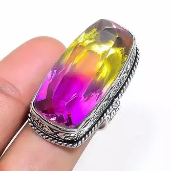 Natural Bi-Color Tourmaline 925 Sterling Silver Jewelry Ring Size 6 A6q11