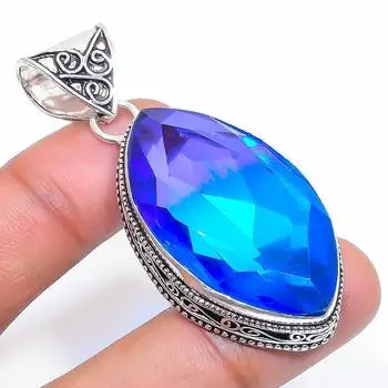 Natural Bi-Color Tourmaline 925 Sterling Silver Jewelry Pendant 2.17 c4t02