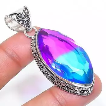 Natural Bi-Color Tourmaline 925 Sterling Silver Jewelry Pendant 2.21 K3P29