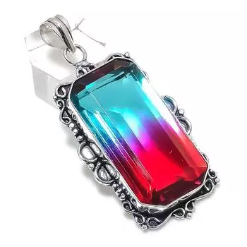 Natural Bi-Color Tourmaline 925 Sterling Silver Jewelry Pendant 2.36 Q8c25