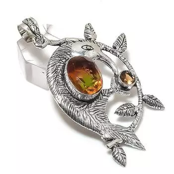 Natural Bi-Color Tourmaline 925 Sterling Silver Jewelry Pendant 2.56 Z6G82