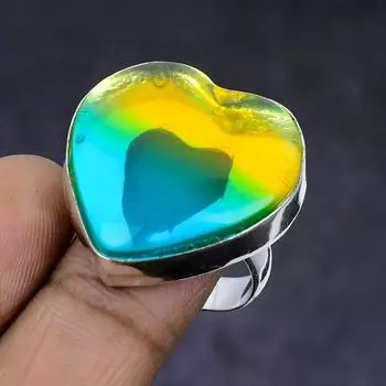 Natural Bi-Color Tourmaline Gemstone 925 Sterling Silver Ring Size 9 a0U44