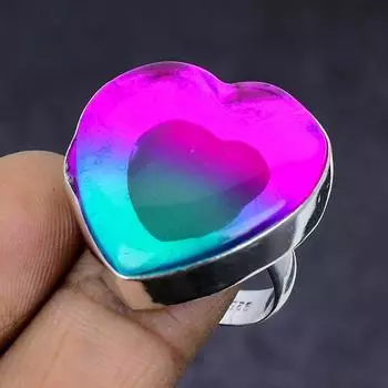 Natural Bi-Color Tourmaline Gemstone 925 Sterling Silver Ring Size 8 o9K60