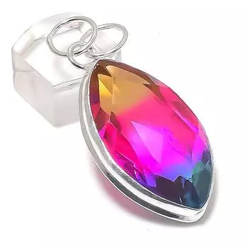 Natural Bi-Color Tourmaline Gemstone Handmade Copper Jewelry Pendant 2.17 s3h22