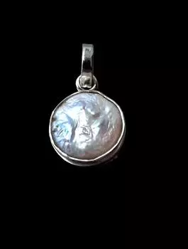 Подвеска из натурального жемчуга Бива в виде монеты ручной работы из стерлингового серебра 925 пробы в подарок ей 18 inch