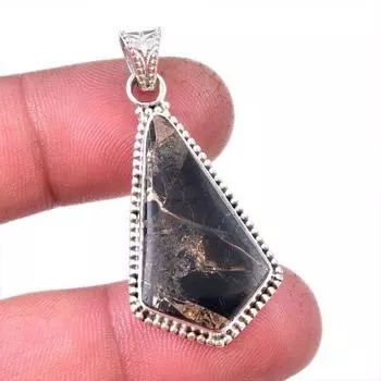 Natural Black Copper Turquoise 925 Solid Sterling Silver Gift Pendant 1.50 i0m78