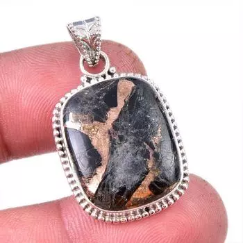 Natural Black Copper Turquoise 925 Solid Sterling Silver Gift Pendant 1.50 l3e02