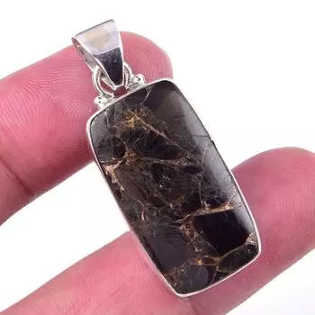 Natural Black Copper Turquoise 925 Solid Sterling Silver Gift Pendant 1.50 J8w80