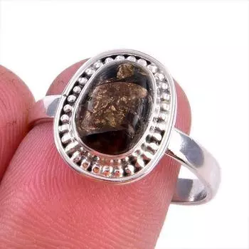 Natural Black Copper Turquoise Gemstone 925 Solid Sterling Silver Ring S.9 r7D89