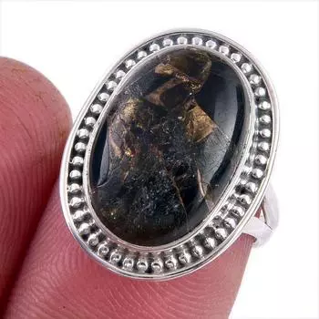 Natural Black Copper Turquoise Gemstone 925 Solid Sterling Silver Ring S.6 u6m46