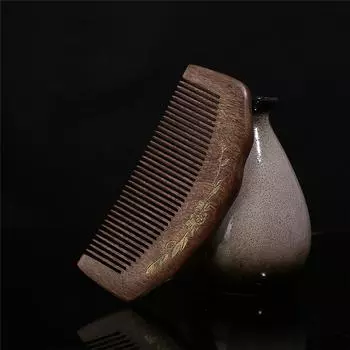 Natural black gold sandalwood comb female portable anti-static massage hair loss curly hair long hair wooden comb beauty comb gift