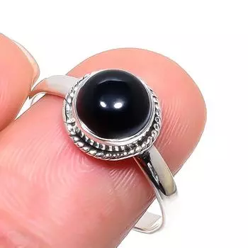 Natural Black Onex Gemstone Handmade 925 Sterling Silver Jewelry Ring S.10 f3y22