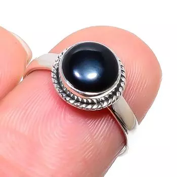 Natural Black Onex Gemstone Handmade 925 Sterling Silver Jewelry Ring S.7 n9J40