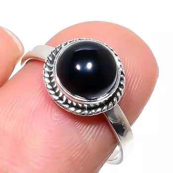 Natural Black Onex Gemstone Handmade 925 Sterling Silver Jewelry Ring S.7 z9j04