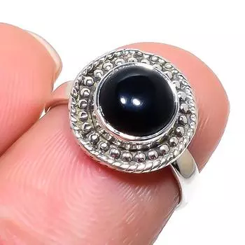 Natural Black Onex Gemstone Handmade 925 Sterling Silver Jewelry Ring S.6 n8e63
