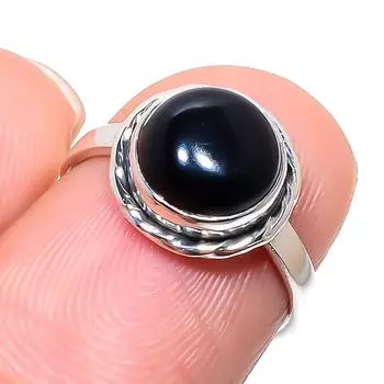 Natural Black Onex Gemstone Handmade 925 Sterling Silver Jewelry Ring S.6 n1Z54