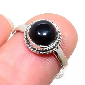 Natural Black Onex Gemstone Handmade 925 Sterling Silver Jewelry Ring S.8 r9S56