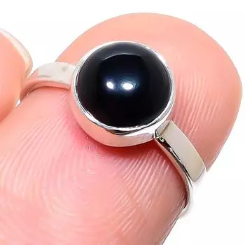 Natural Black Onex Gemstone Handmade 925 Sterling Silver Jewelry Ring S.6 b4i84