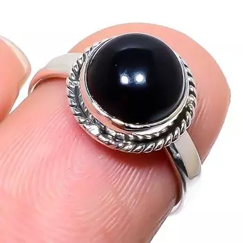 Natural Black Onex Gemstone Handmade 925 Sterling Silver Jewelry Ring S.6 c8f26