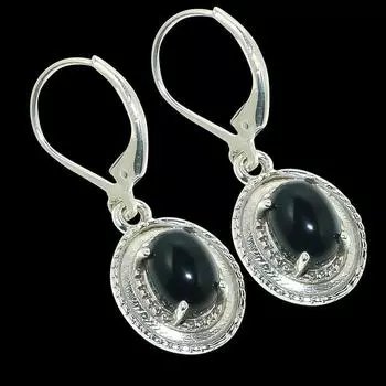 Natural Black Onyx Gemstone 925 Solid Sterling Silver Jewelry Earring 1.25 T1a42