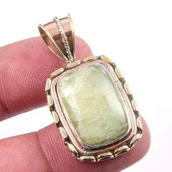 Natural Black Onyx Gemstone 925 Solid Sterling Silver TwoTone Pendant 1.50 V5c65