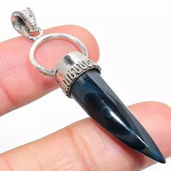 Natural Black Onyx Gemstone 925 Solid Sterling Silver Jewelry Pendant 2.50 N2g53